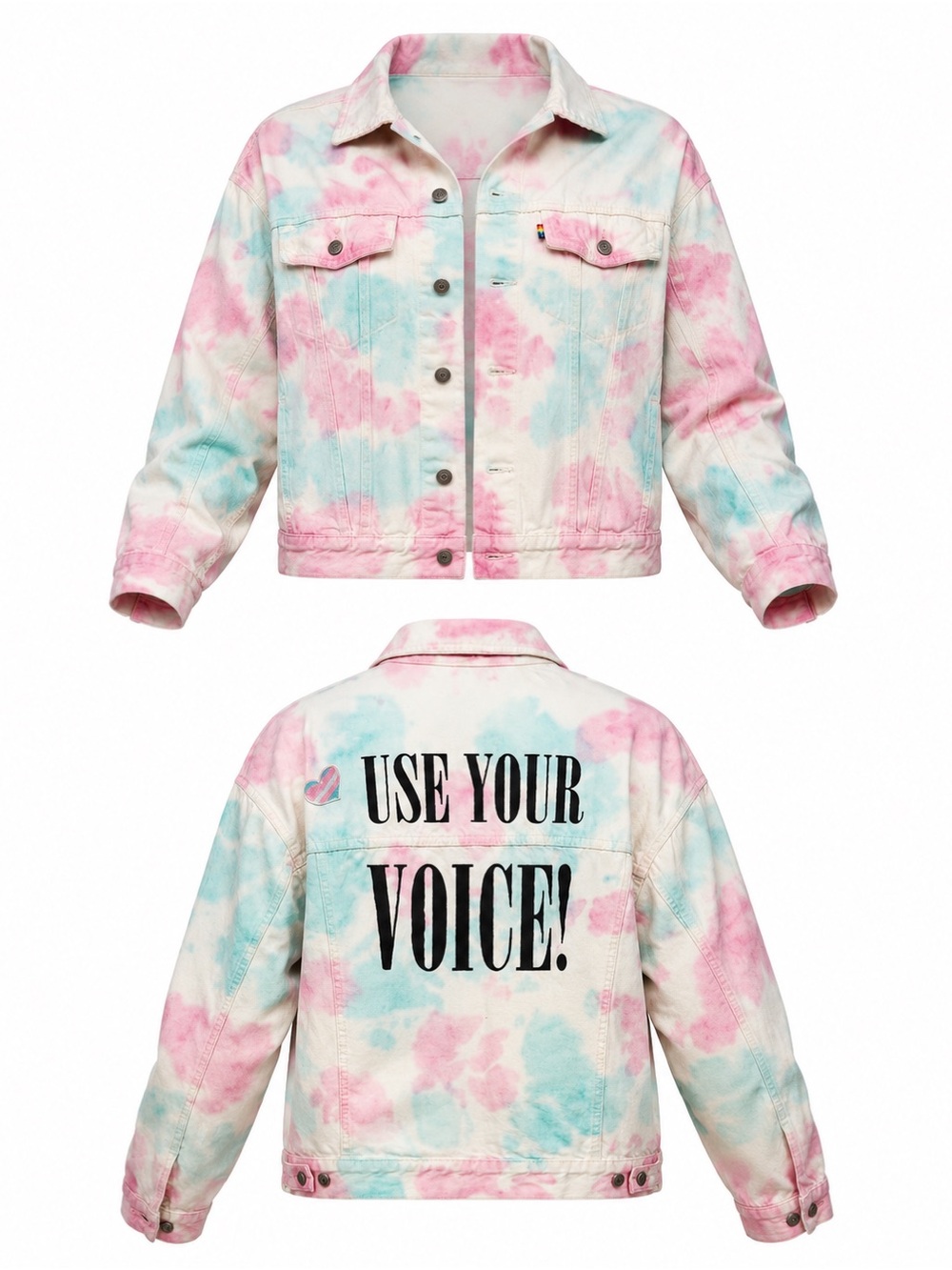 Levi’s Tie Dye Denim Jacket Use Your Voice Graphic Back Size M